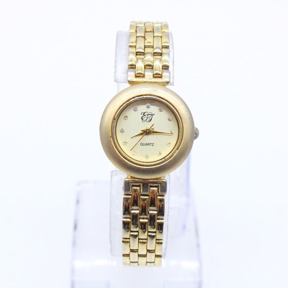 Vintage EJ Watch Womens Gold Tone Stainless Steel Classic Round Dial 90s - Picture 2 of 8